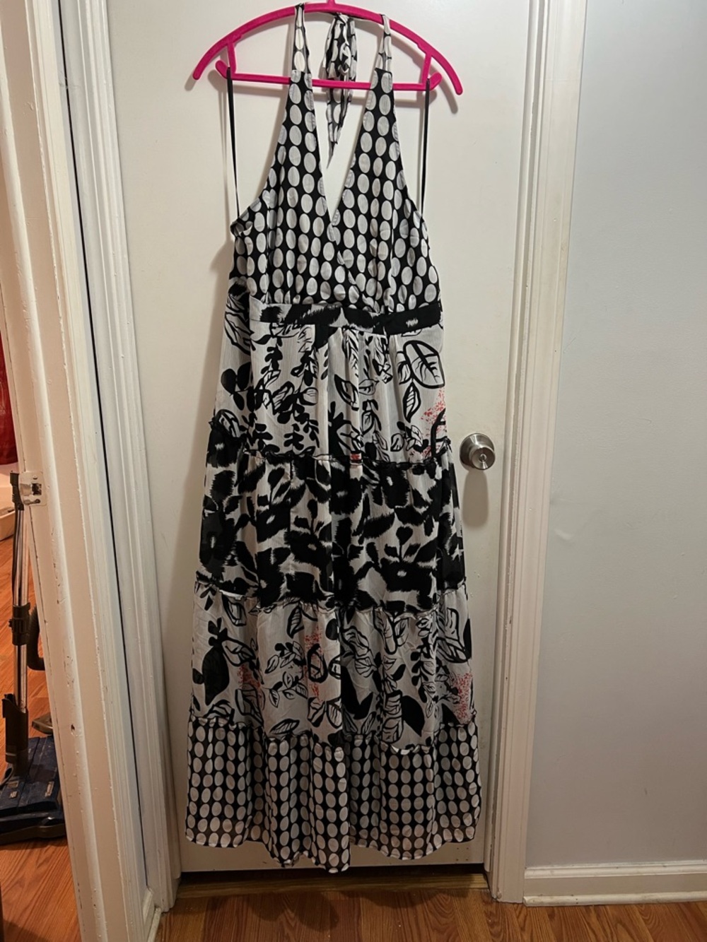 Lane Bryant Black and White Maxi Halter Dress